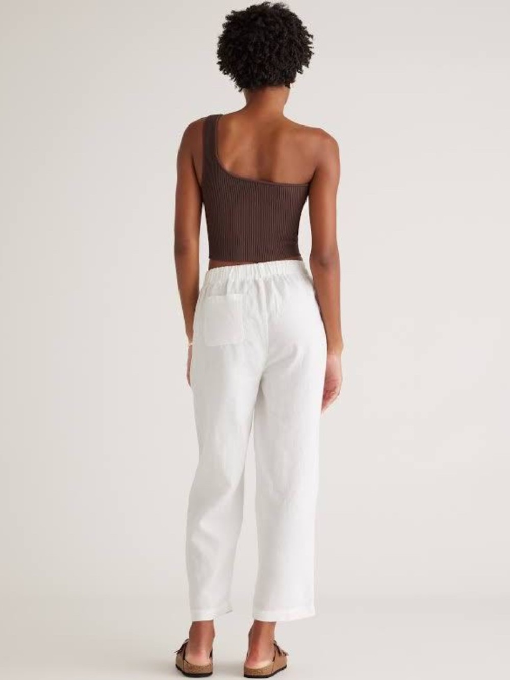 NWT Quince White 100% European Linen Pull On Pants, Ankle Length Size L - Picture 9 of 9